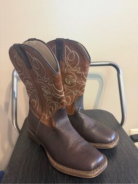 Roper Brown Western Cowboy Boots Little Kids Size 1 Square Toe